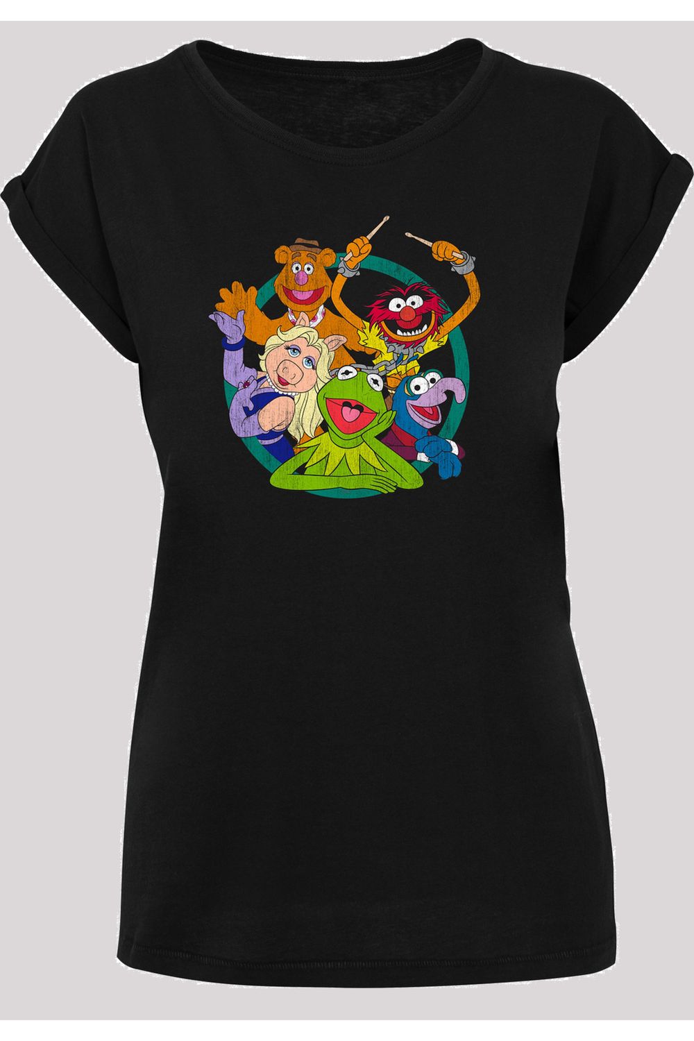 - Circle mit Muppets Damen Disney Schulterpartie Trendyol verlängerter mit Damen-T-Shirt Group F4NT4STIC