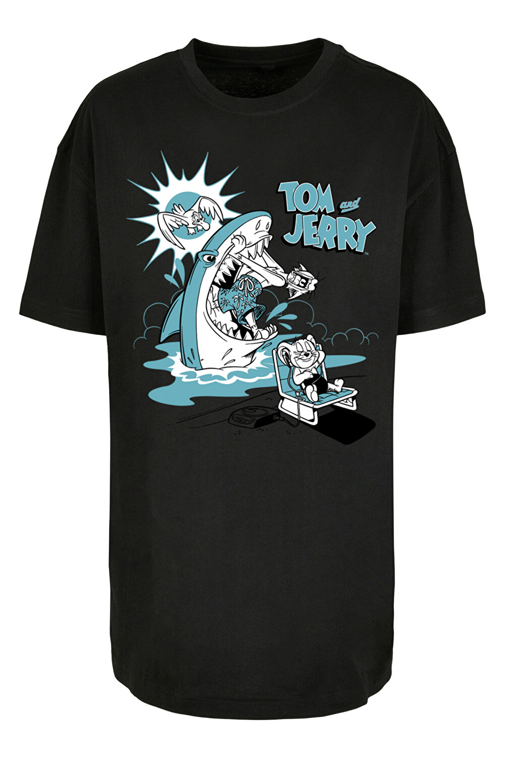 F4NT4STIC Damen Tom And Jerry übergroßem Summer mit Damen für - Boyfriend-T-Shirt Shark Trendyol