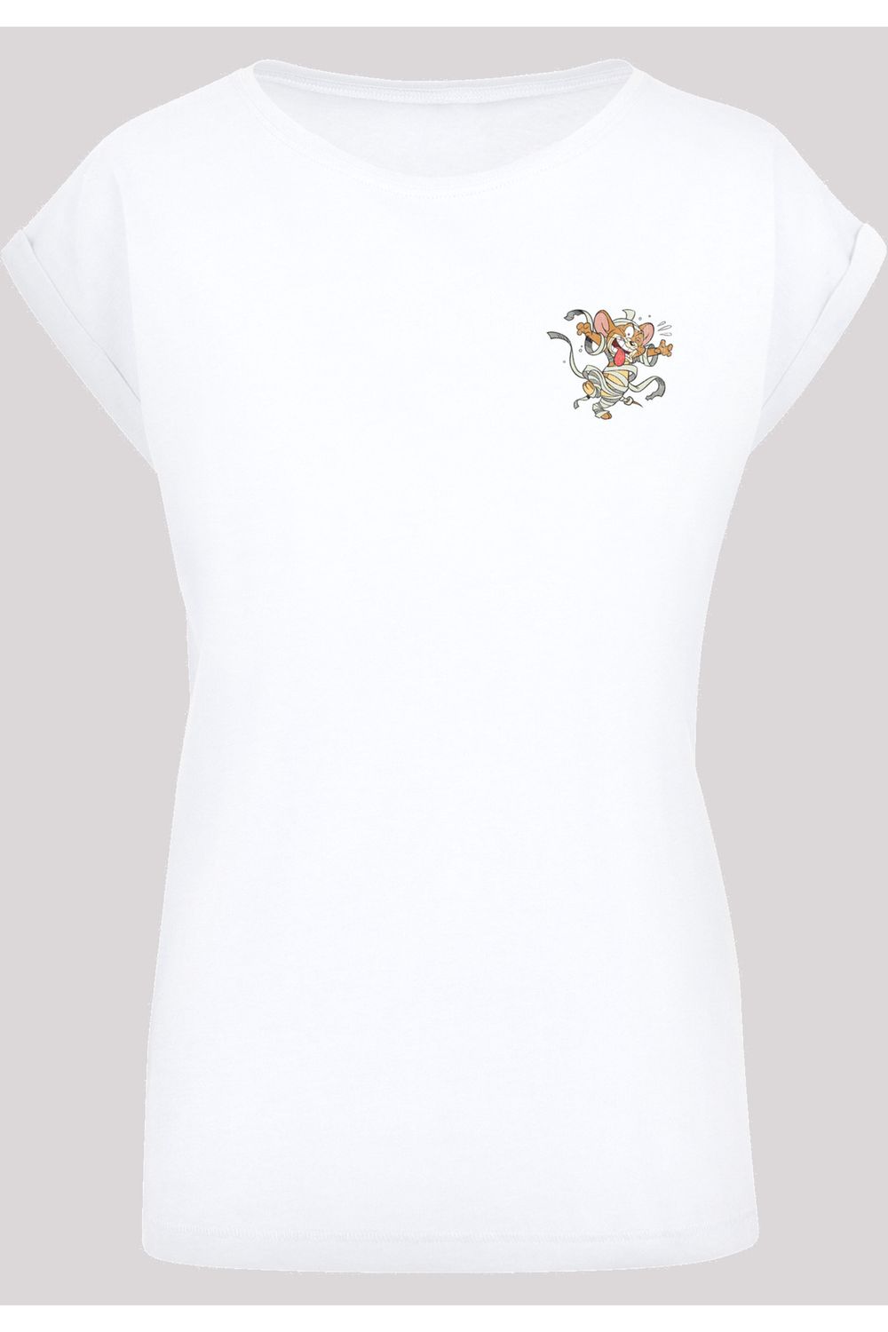 F4NT4STIC Damen Jerry Faux Jerry Schulter Damen-T-Shirt And - Tom mit Pocket Mummy Trendyol mit verlängerter