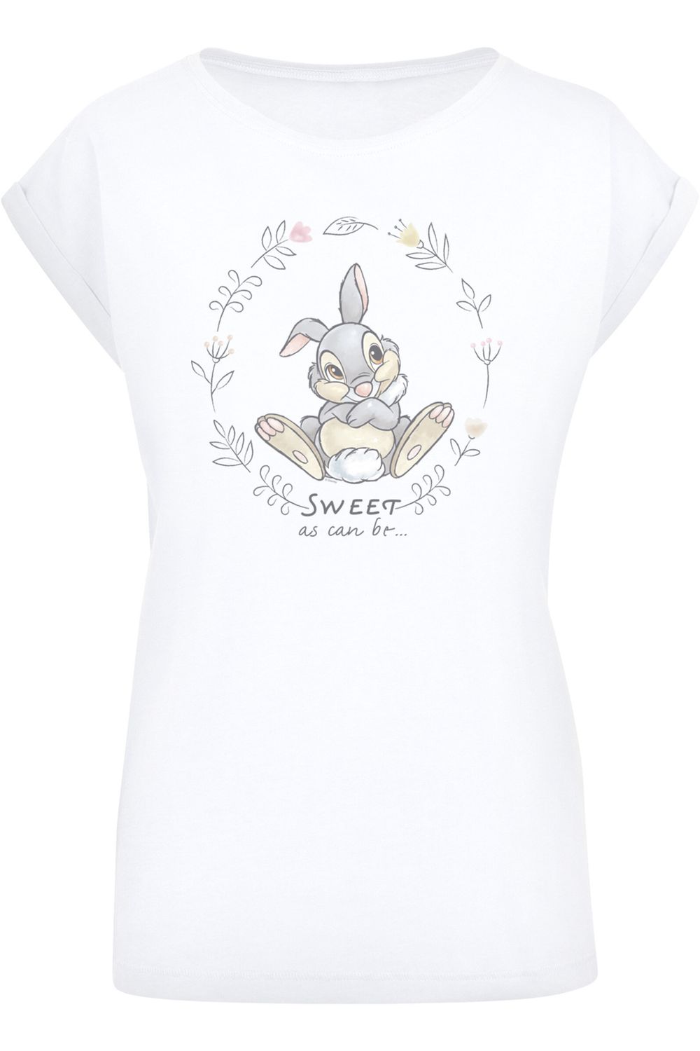 F4NT4STIC Damen Disney Bambi Thumper Shoulder Trendyol Extended As Can mit T-Shirt Sweet Ladies Be-WHT 