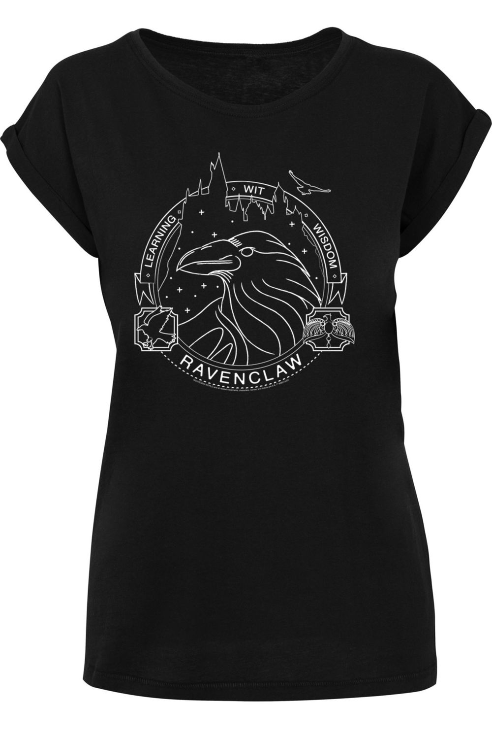 F4NT4STIC Seal mit mit Schulter Damen Damen-T-Shirt Ravenclaw verlängerter Harry Potter Trendyol -