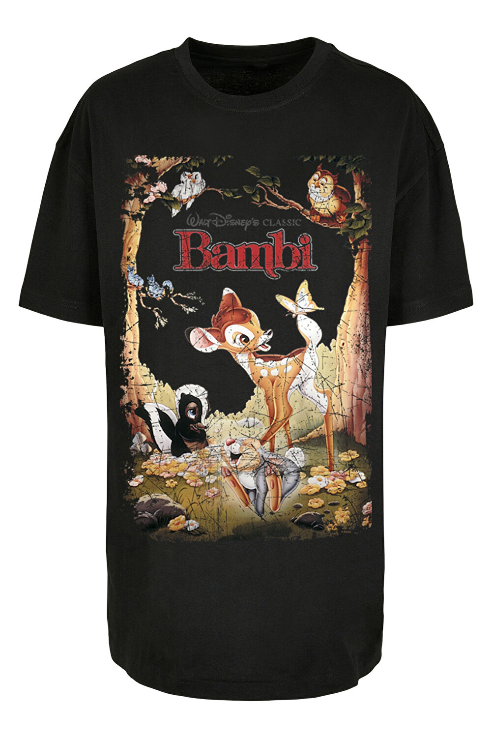 für Retro-Poster Trendyol F4NT4STIC mit „Damen - Bambi“ übergroßem Damen Boyfriend-T-Shirt