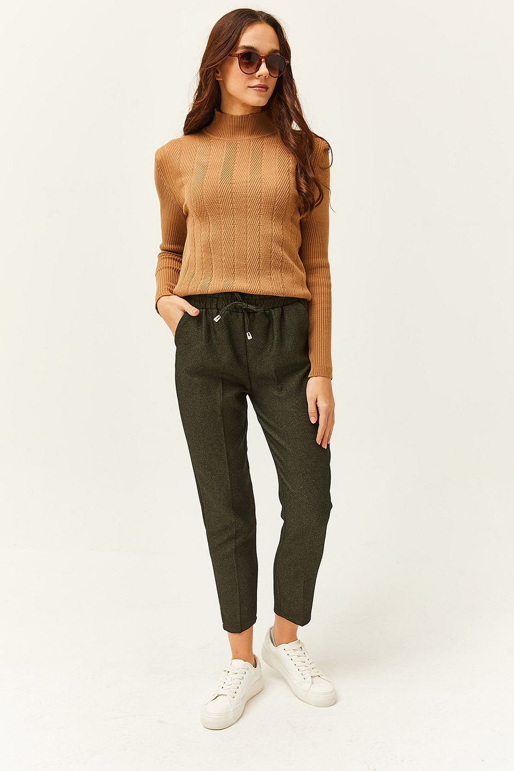 Olalook Women s Mink Waist Elastic Waist Pocket Winter Carrot