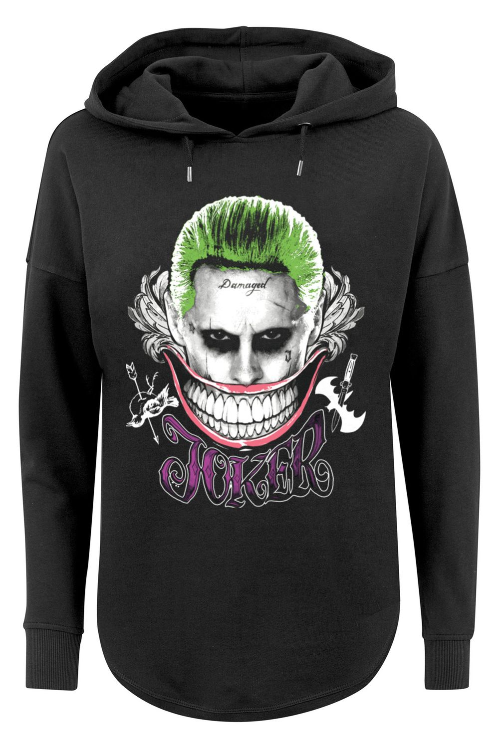 F4NT4STIC Damen Suicide Squad Joker Coloured Smile BACK mit übergroßem  Damen-Kapuzenpullover - Trendyol