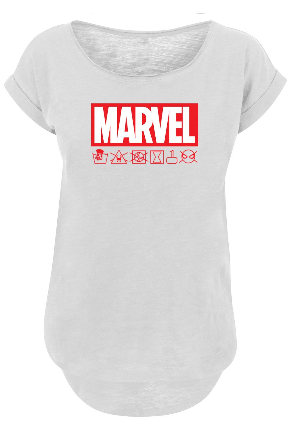 Long Damen mit Ladies Care Logo Washed T-Shirt Slub - Trendyol Marvel F4NT4STIC