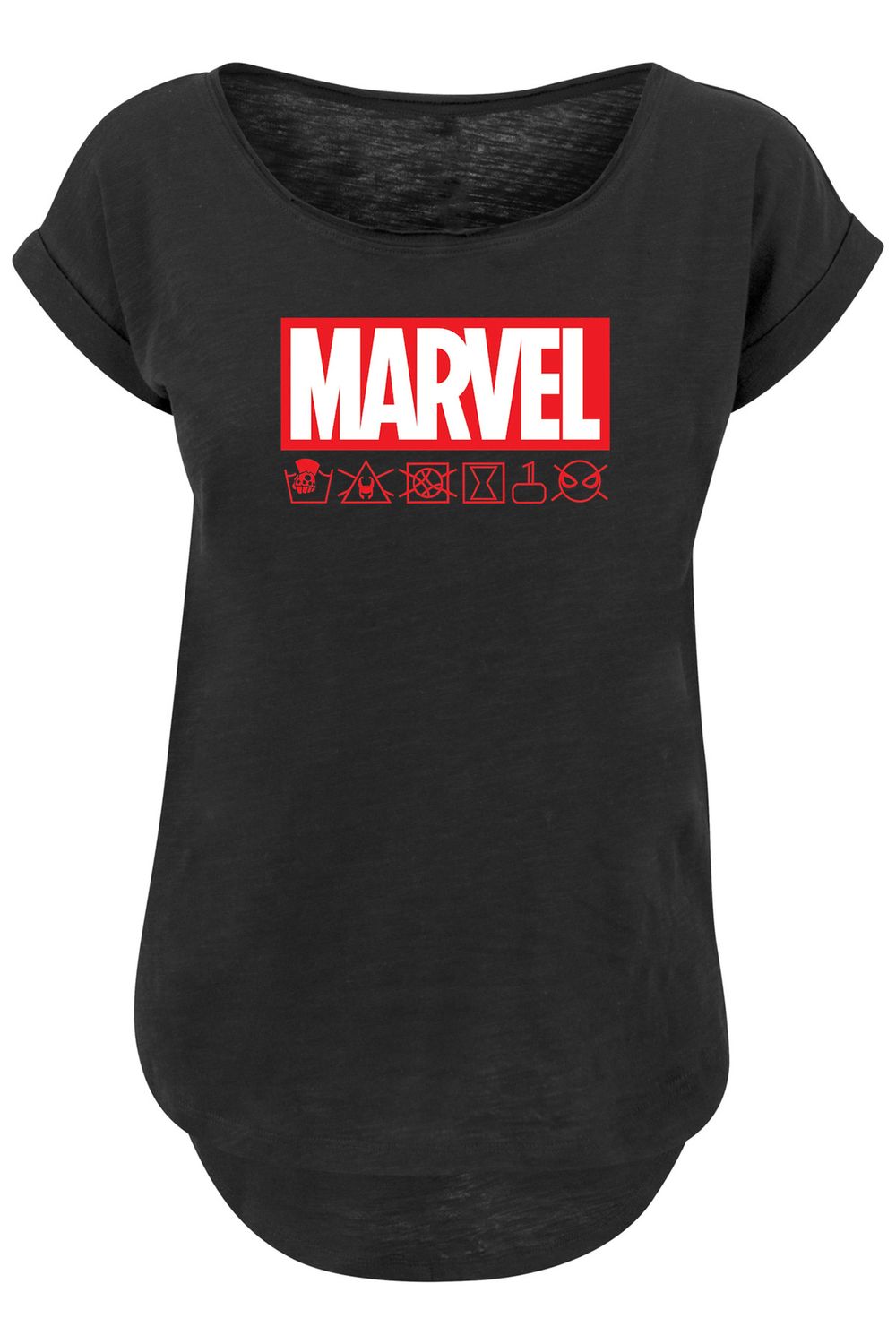 F4NT4STIC Damen Marvel Logo Washed Care mit Ladies Long Slub T-Shirt -  Trendyol