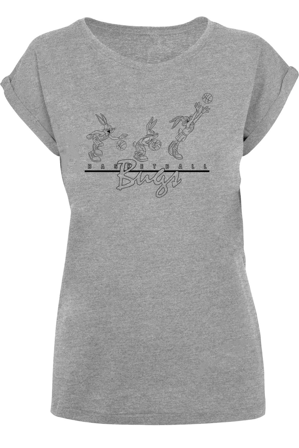 F4NT4STIC Damen Looney Tunes Basketball Trendyol - Schulter mit verlängerter Damen-T-Shirt Bugs mit