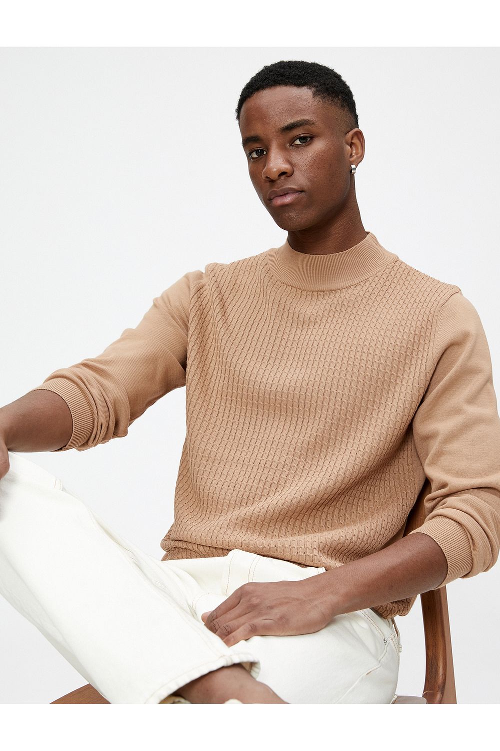 Koton Half Turtleneck Sweater Knitwear Textured Slim Fit Long
