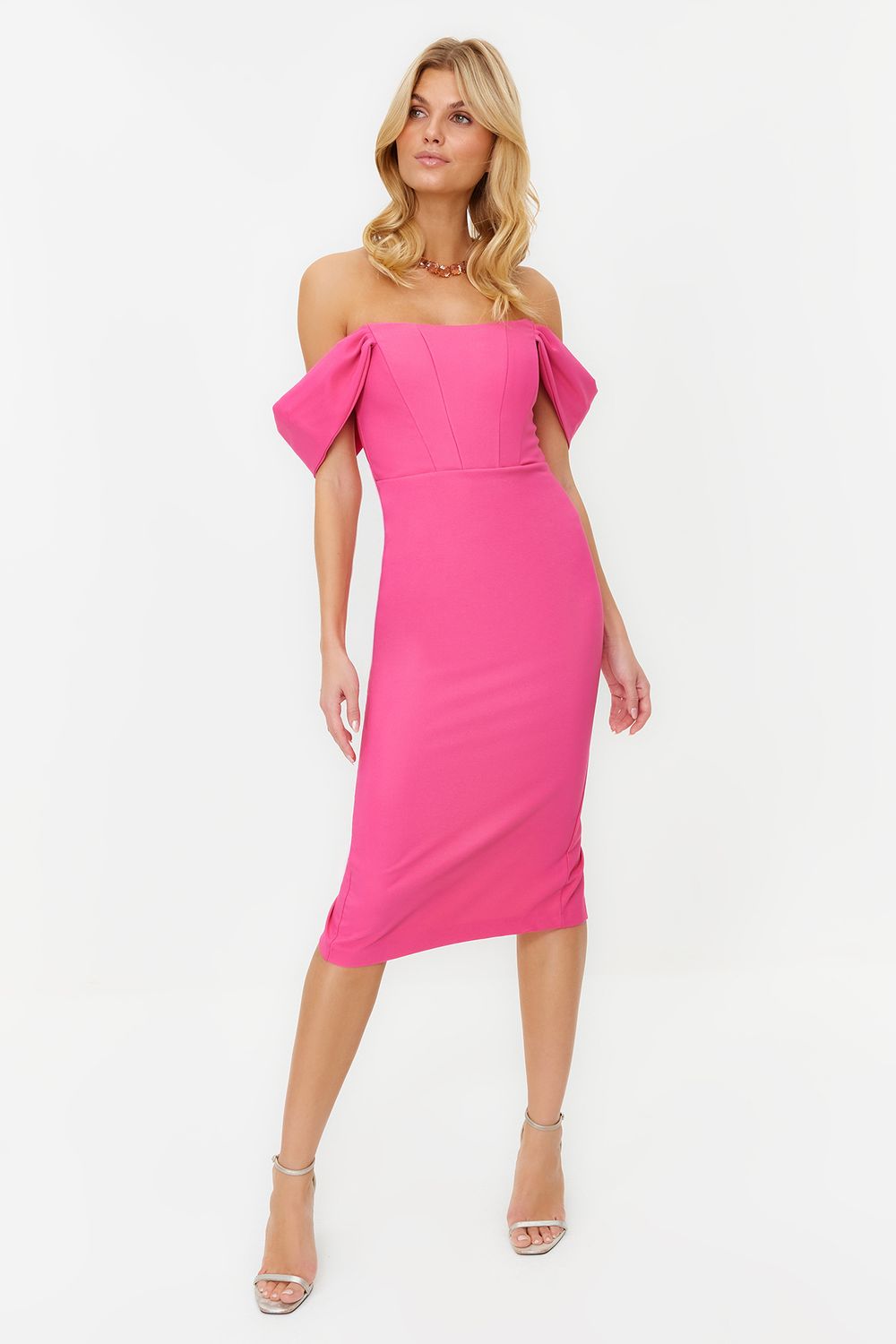 Trendyol Collection Pink Form-fitting Woven Corset Detailed Elegant Evening  Dress TPRSS22EL00097 - Trendyol