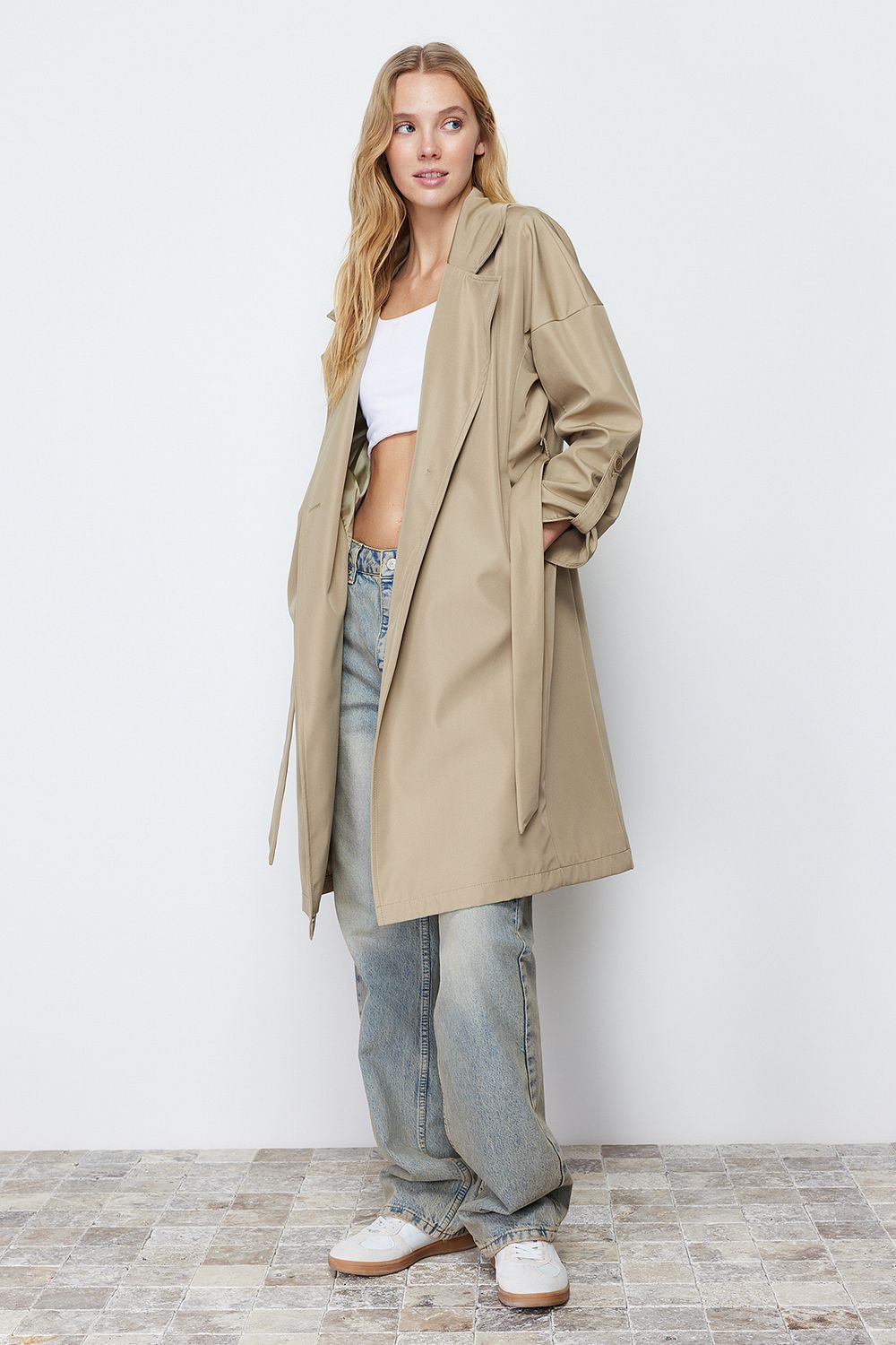 Light khaki trench coat store