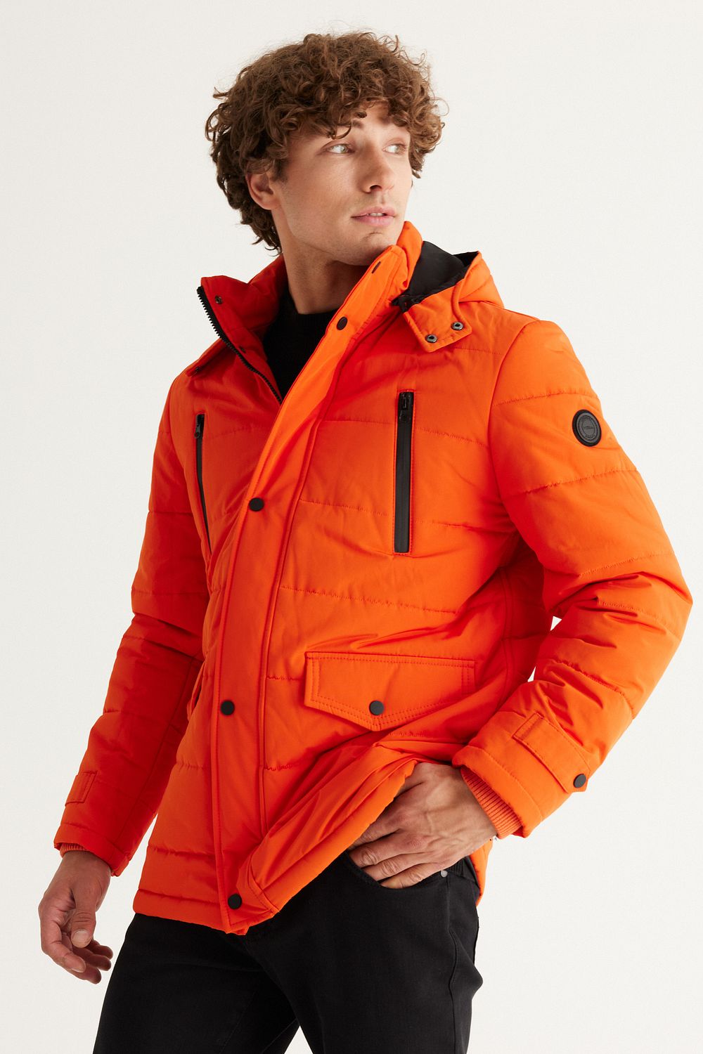 Orange top coat mens
