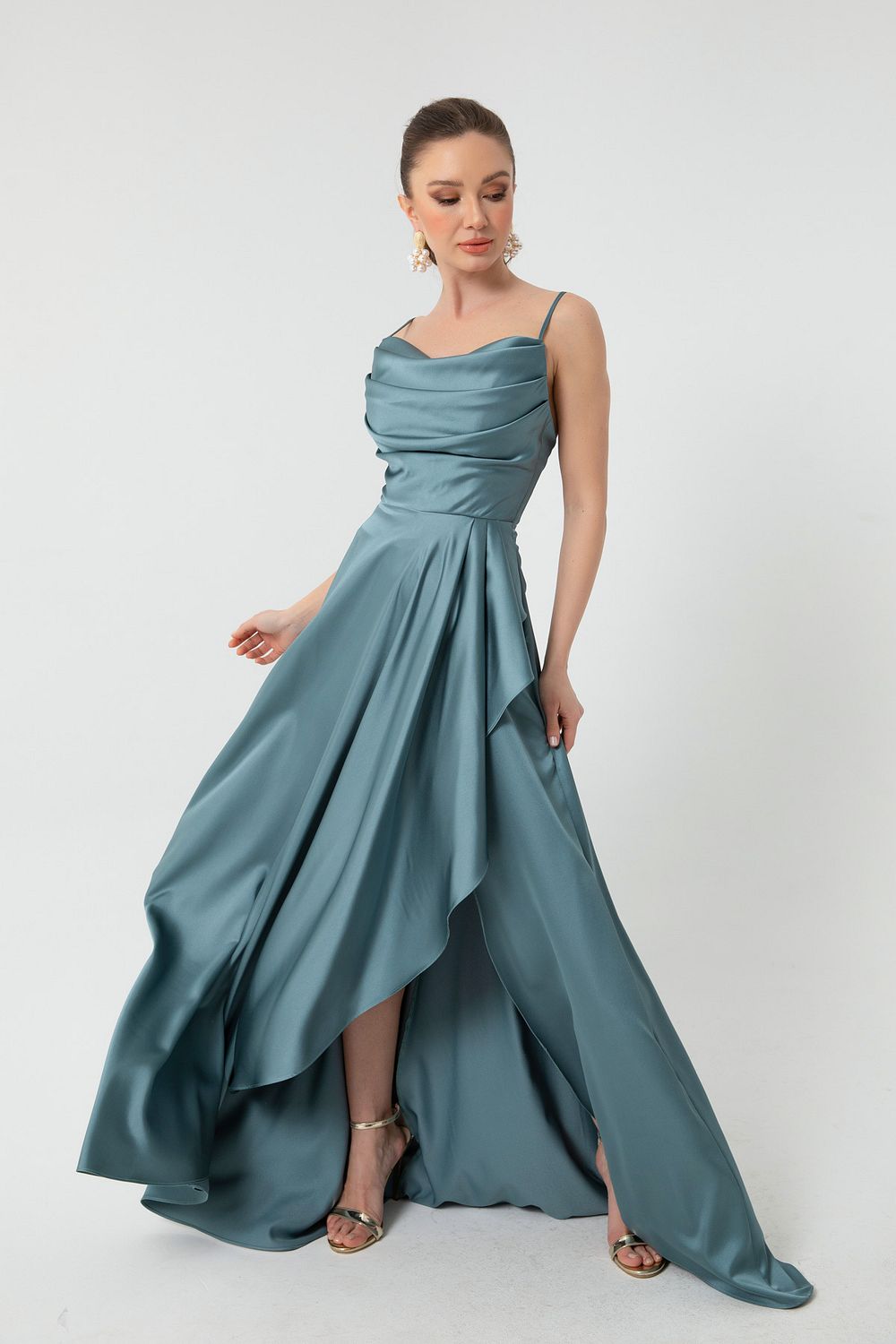 Pale blue top graduation dress