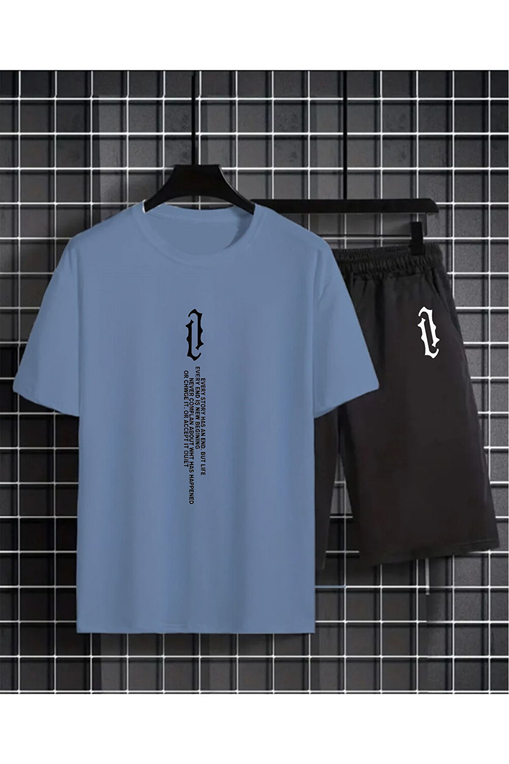 MODARAMA طقم علوي سفلي كبير الحجم بطباعة عمودية (ت...