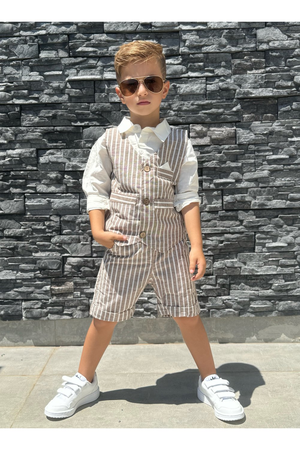 barin kids طقم شورت قميص صيفي للأطفال