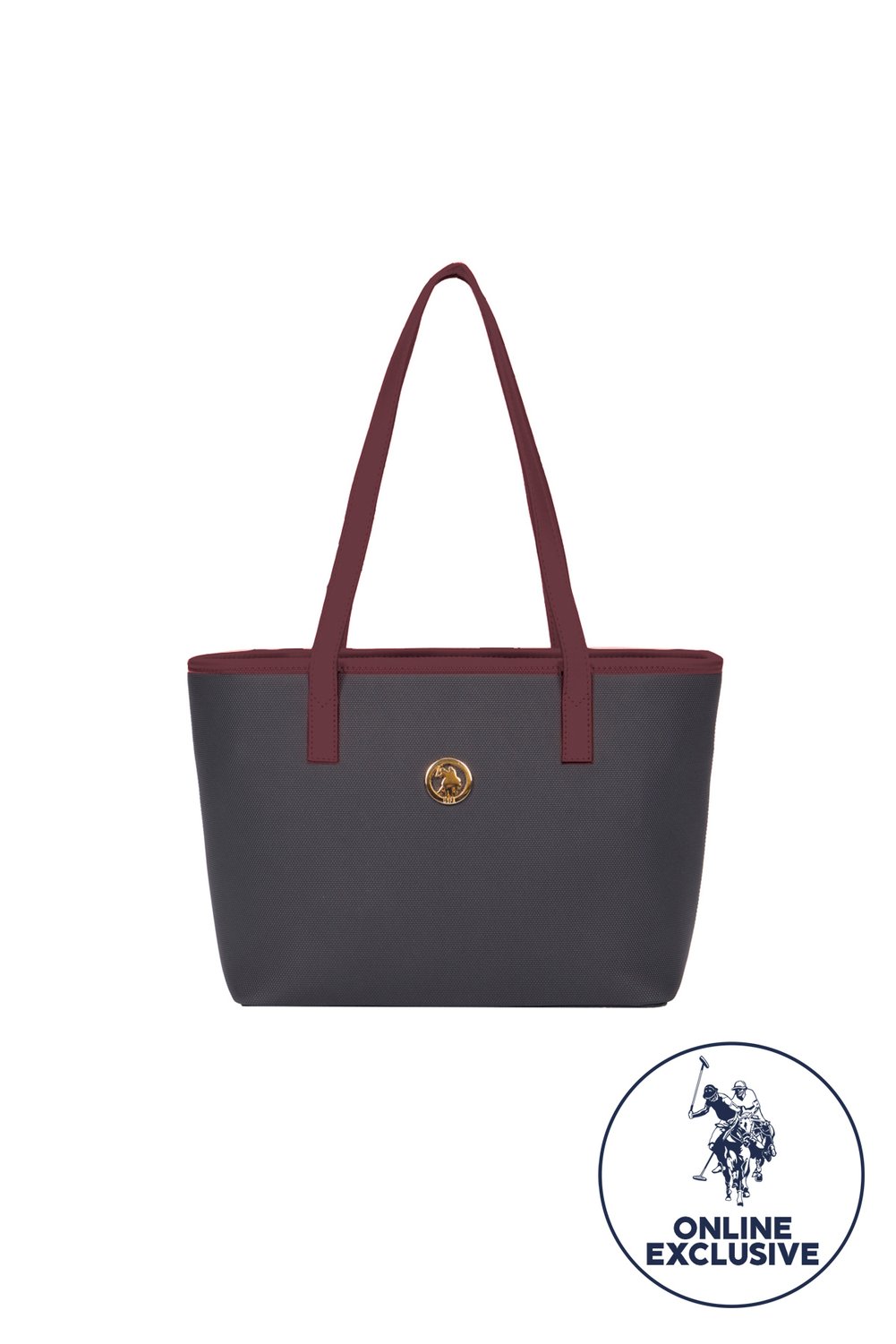 U.S. Polo Assn. حقيبة كتف نسائية باللون الأبيض والرمادي Us3075 حصريًا عبر الإنترنت