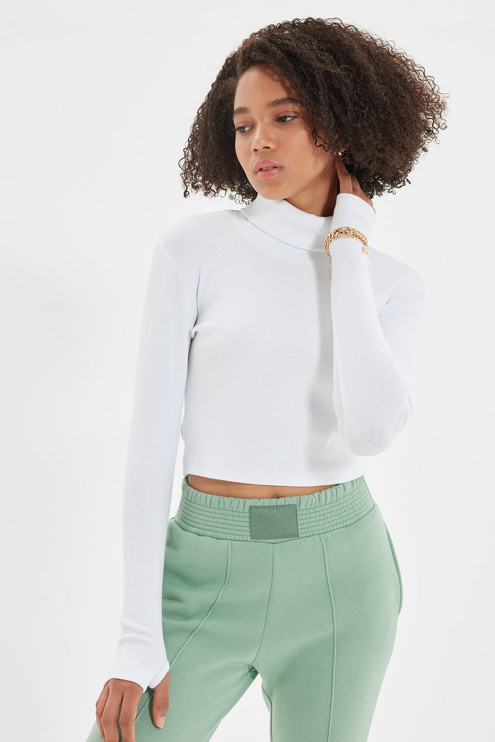 White fitted turtleneck store
