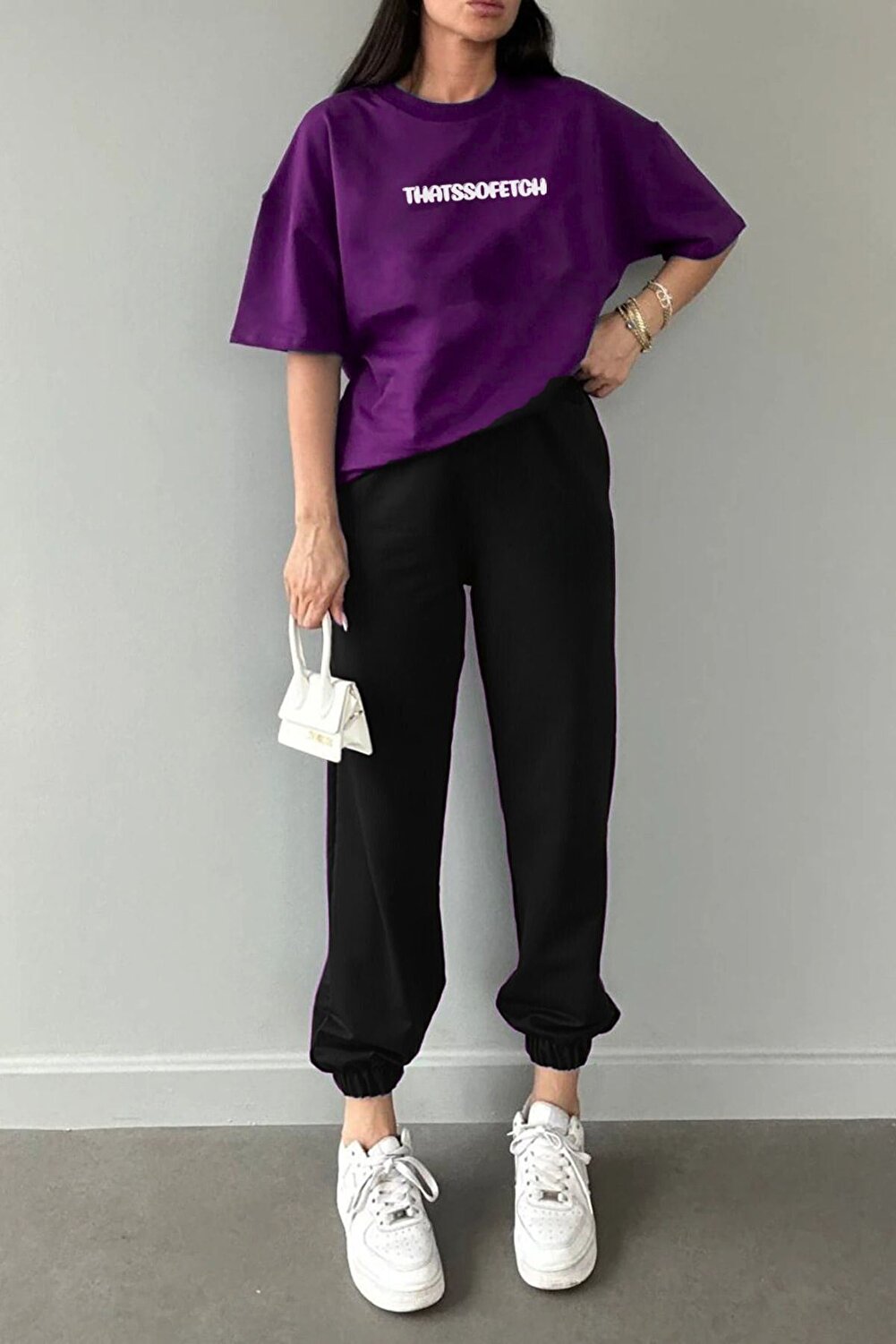 مجموعة Thatssofetch Purple Jogger - تي شيرت أسود و...