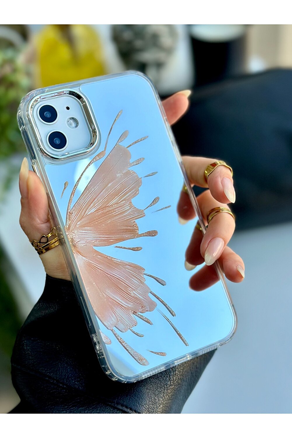 حافظة سيليكون مضادة للصدمات بتصميم قلب أسود عاكس م...