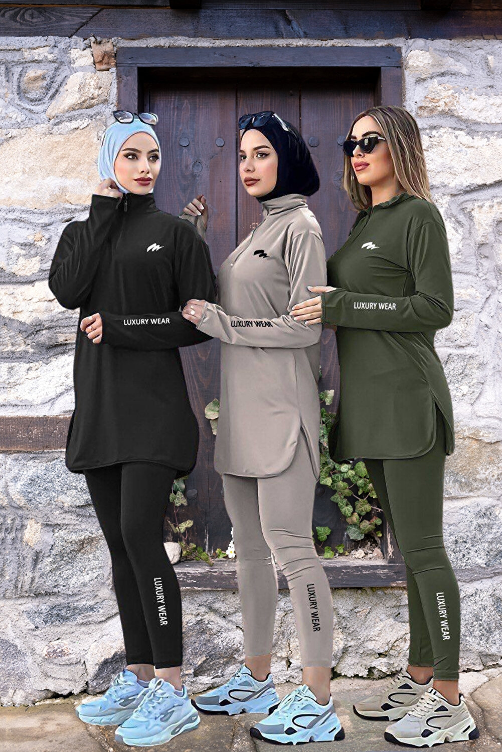 MİMİ Luxury Wear طقم بدلة رياضية نسائية من القماش الغاطس بسحاب