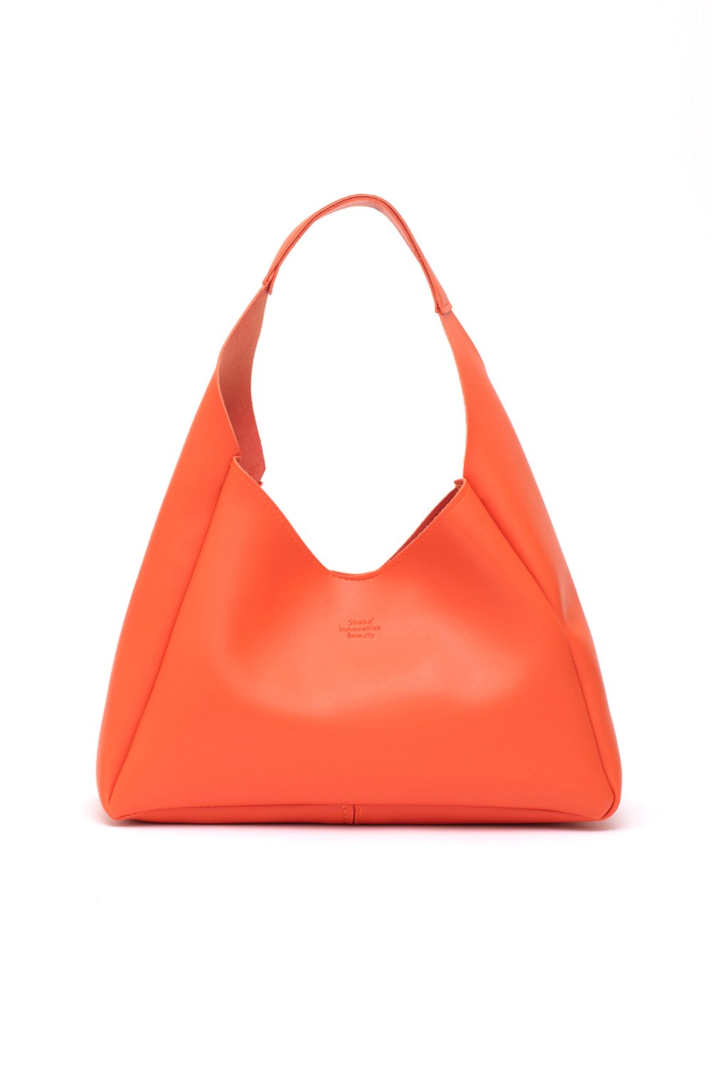 Shaka handbag and shoulder bag made of synthetic leather in black SHK19 with snap buttons, one compartment, and a makeup bag with a zipper.