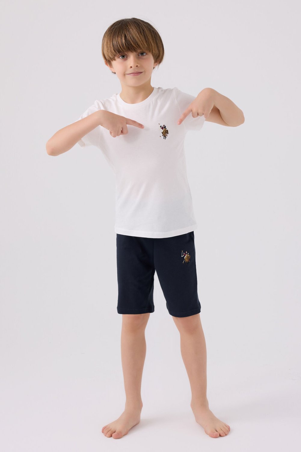 U.S. Polo Assn. طقم برمودا أزرق للأولاد من يو إس بولو أسن