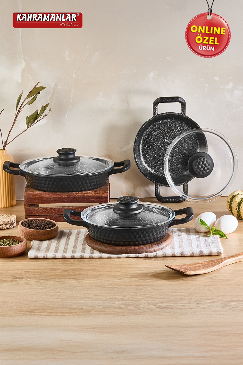 طقم قدور فاخر مكون من 6 قطع مصنوع من الحديد الزهر