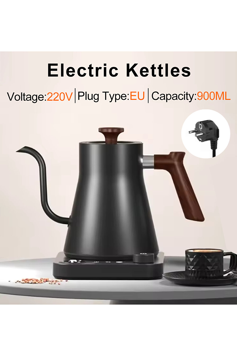 غلاية كهربائية سوداء US110V Gooseneck بسعة 900 مل،...