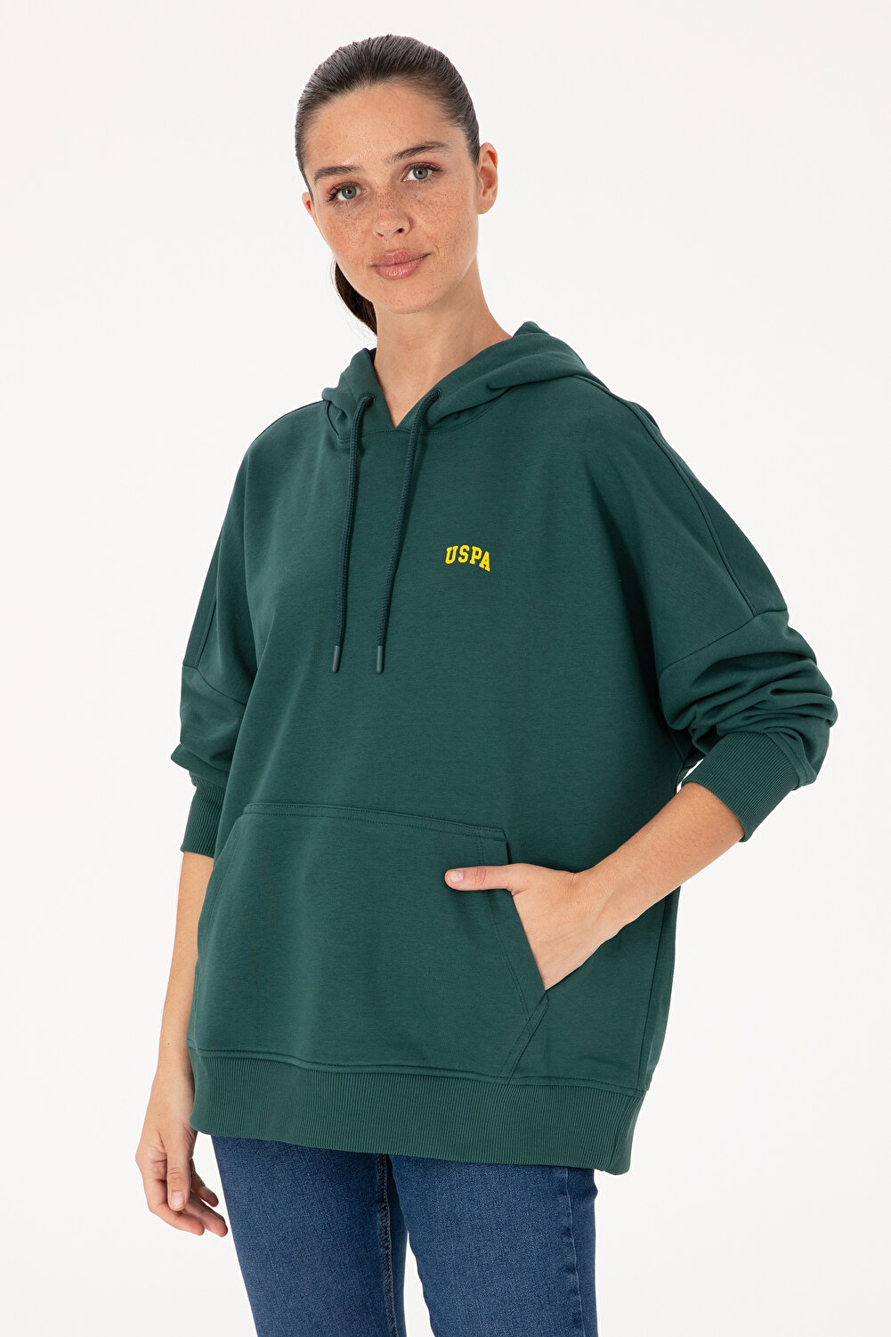 U.S. Polo Assn. سويت شيرت نسائي أساسي بغطاء رأس من قماش القرميد 50297324-VR031