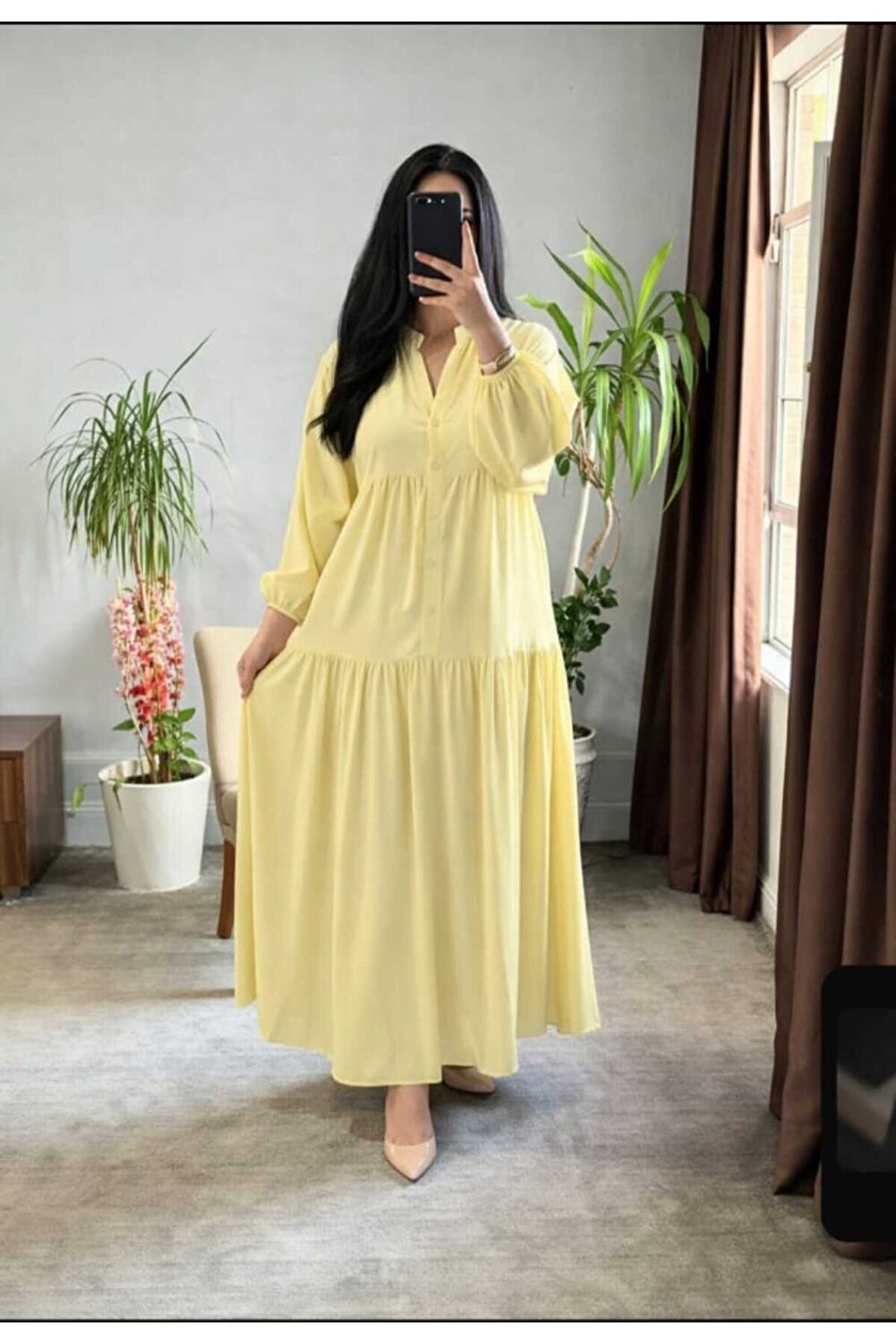 فستان من الفسكوز المحجبات – لون بسيط، تصميم مريح،...