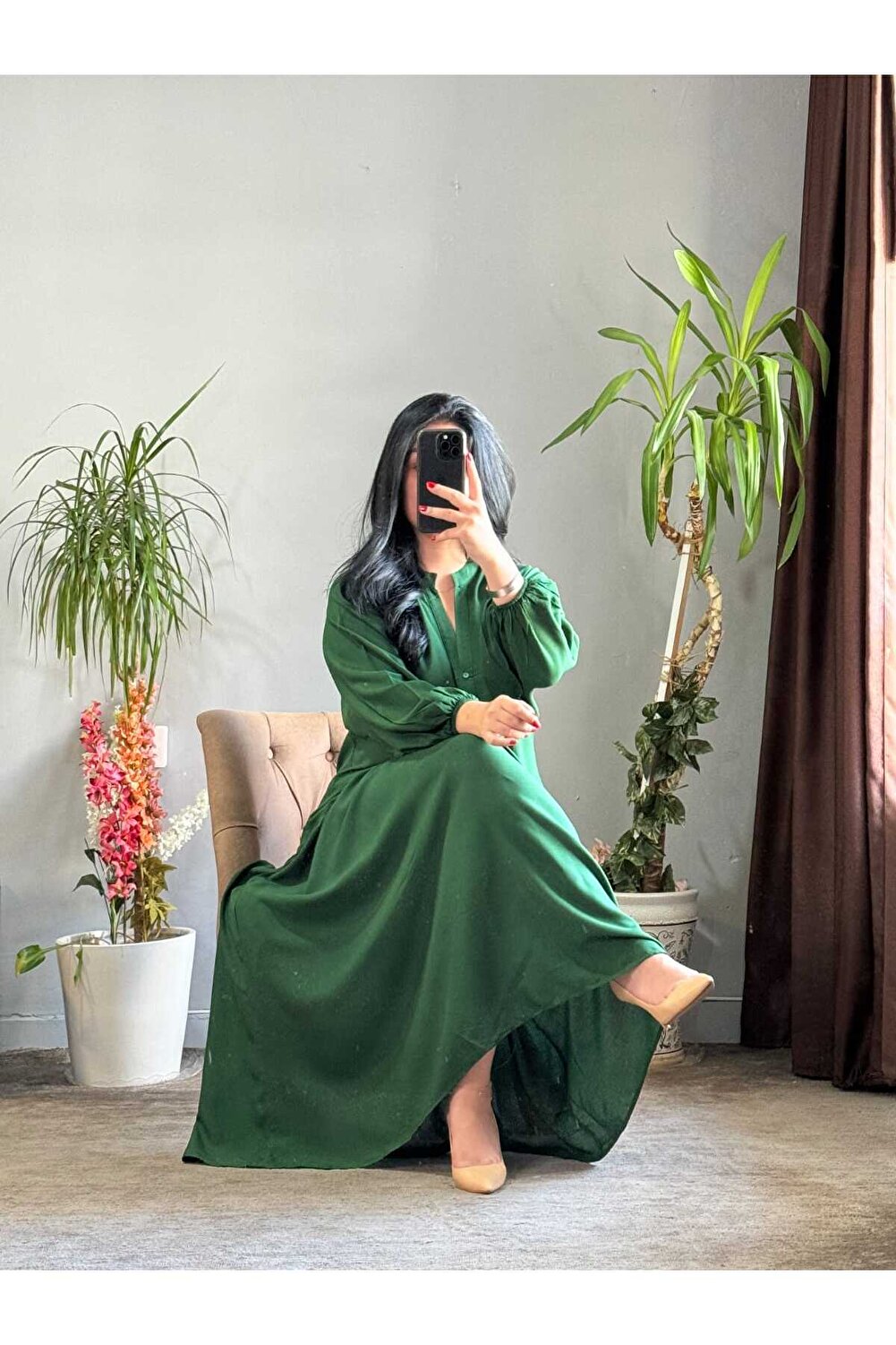 فستان من الفسكوز المحجبات – لون بسيط، تصميم مريح،...