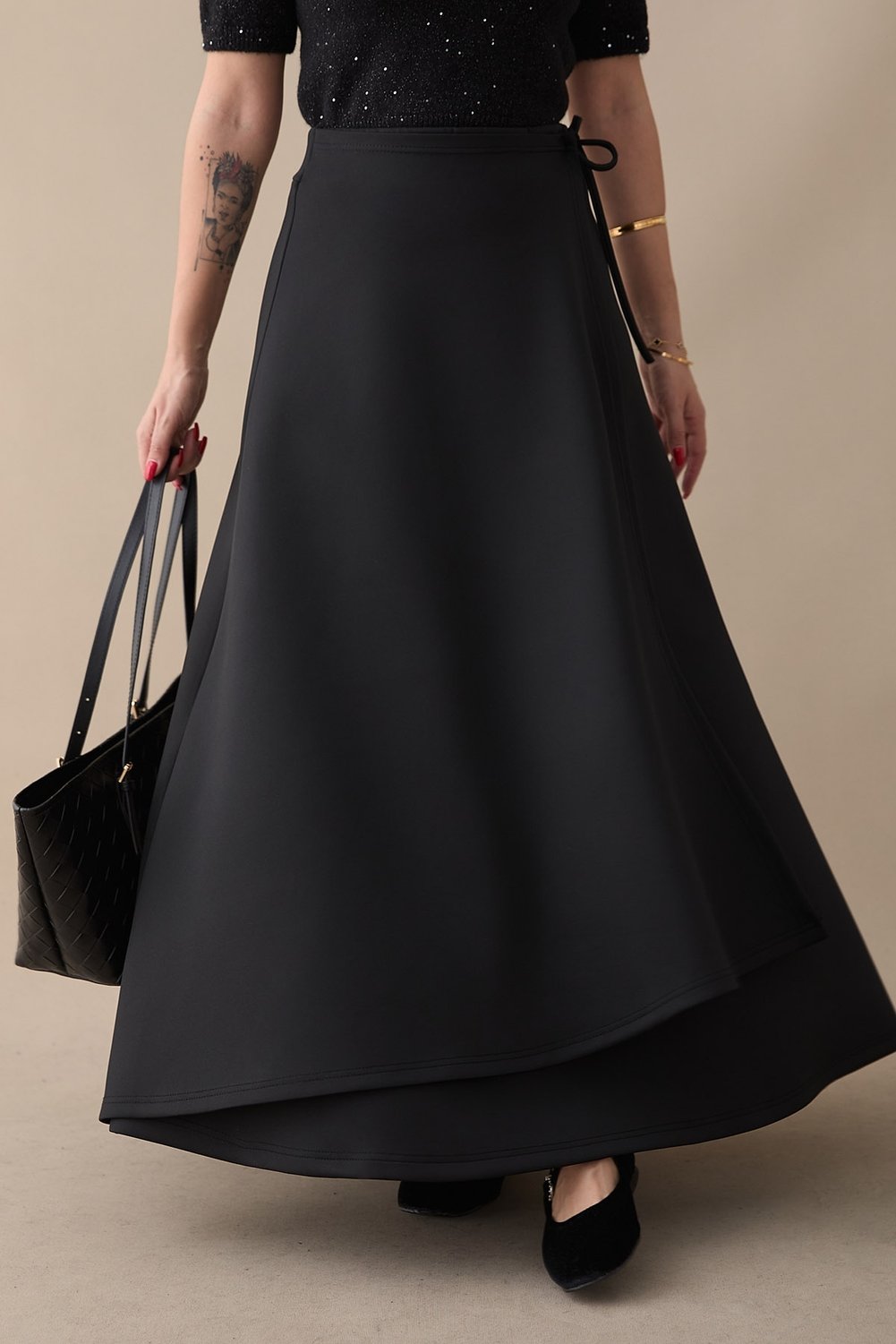 InStyle scuba skirt khaki with side tie