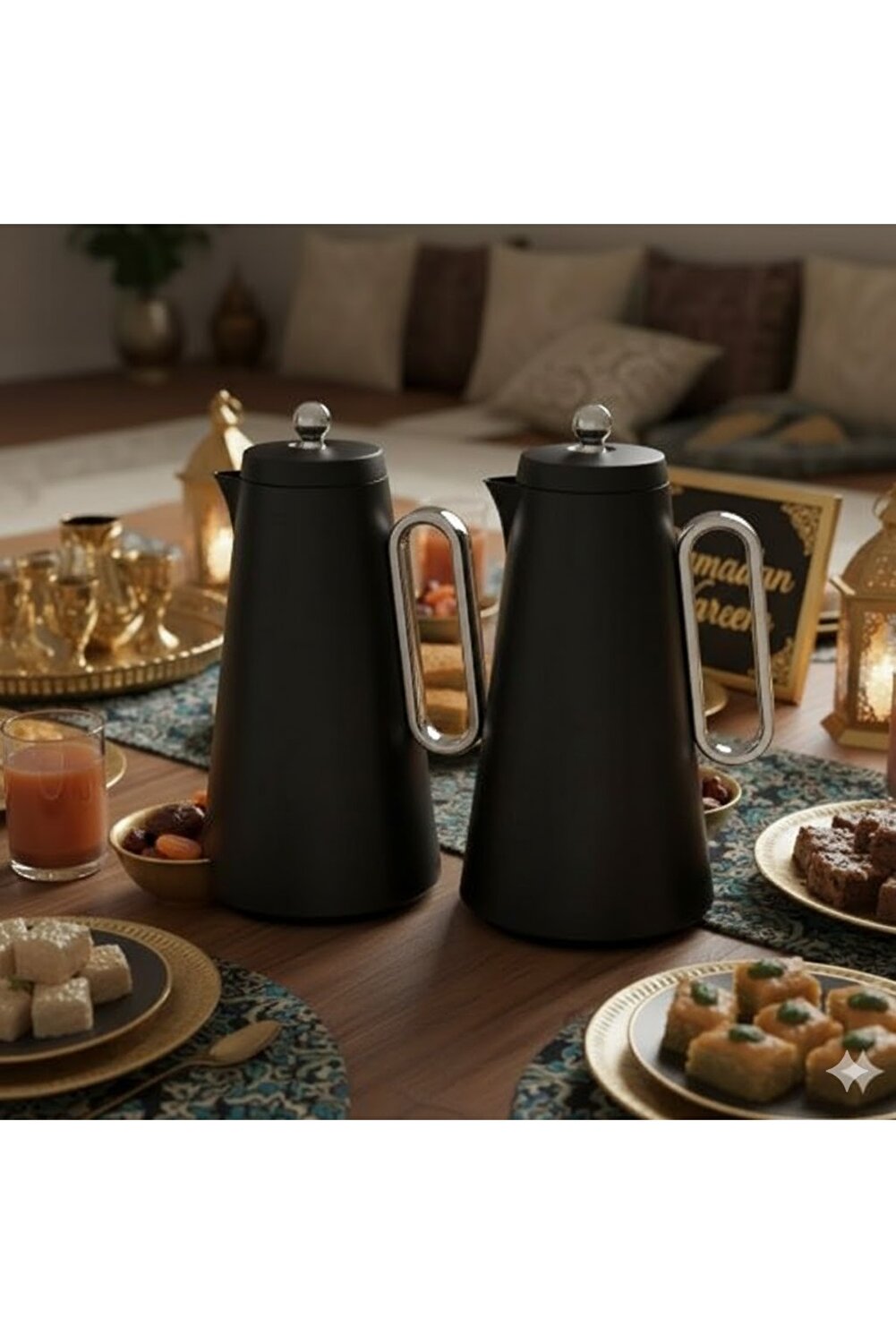 طقم ترامس هوست الأسود الفاخر  | 2 حبة | سعة 1 لتر ☕