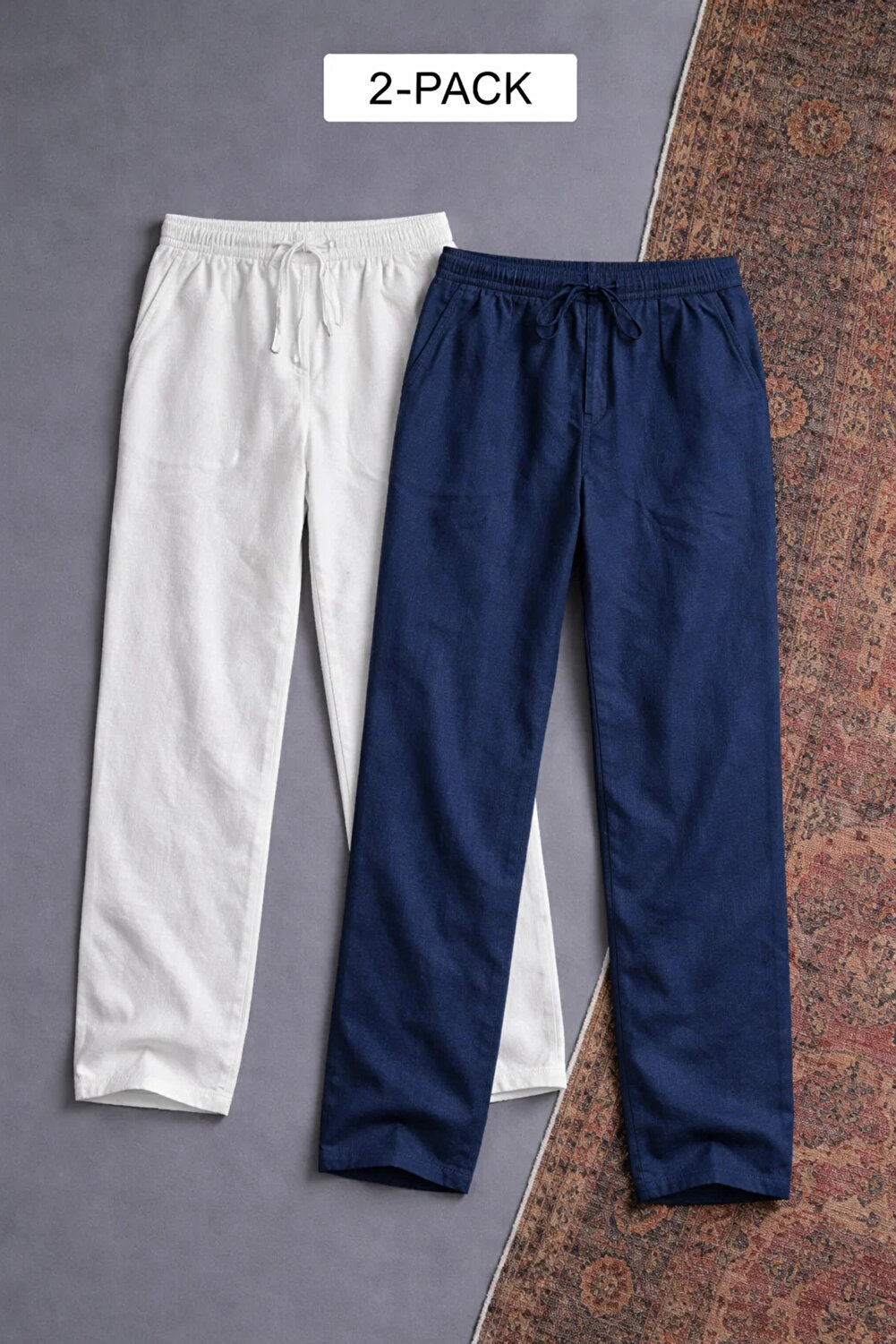 COMBİNE MİCHAİL بنطلون رجالي فضفاض بخصر مطاطي 2 لي...