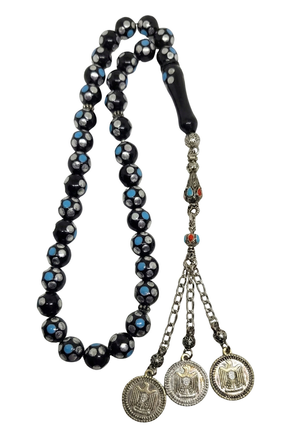 OSMANLI GÜMÜŞ سبحة صلاة مصنوعة يدويًا من حجر الكور...