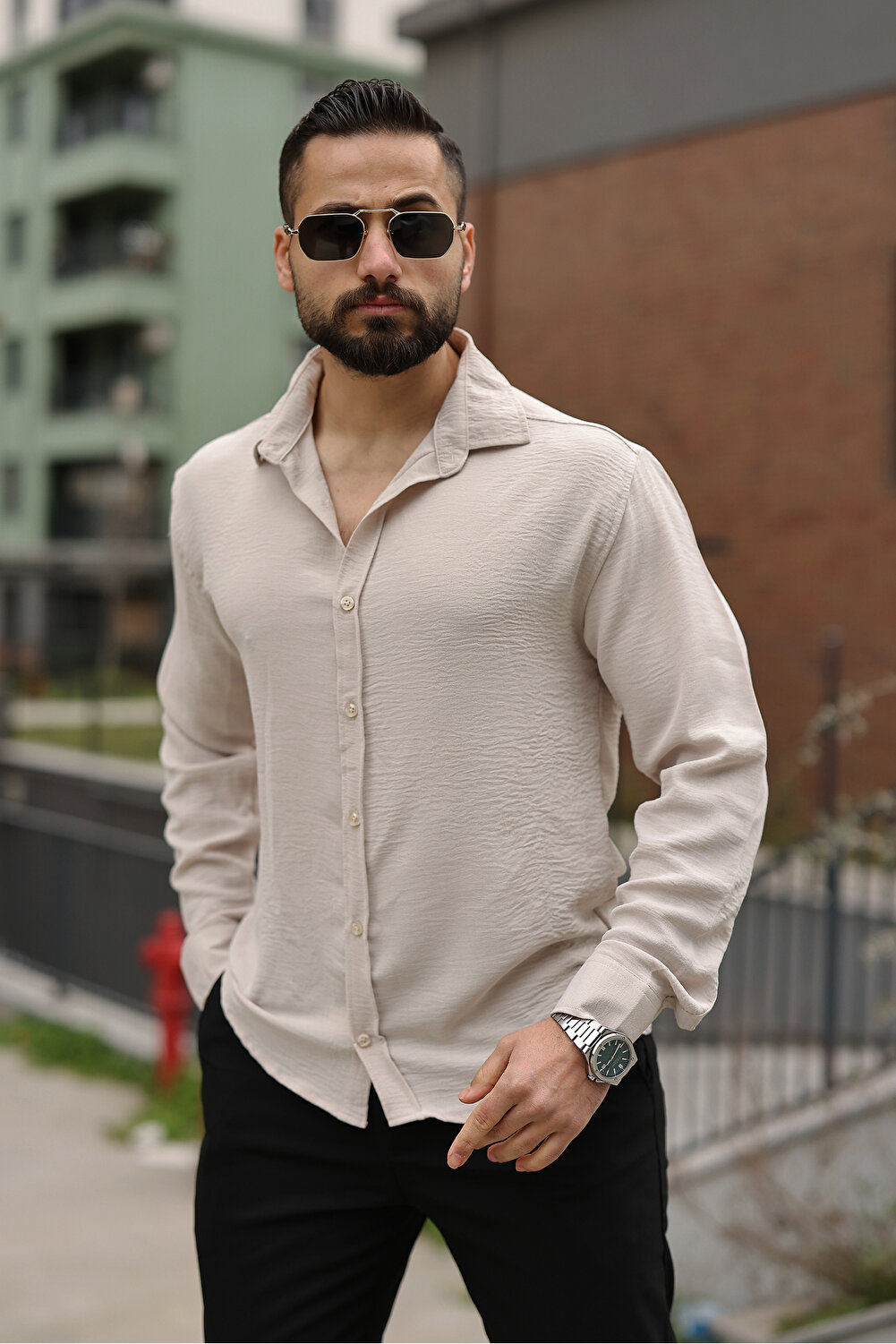 Mero Life قميص رجالي من قماش بيرا كتان موديل موسمي...