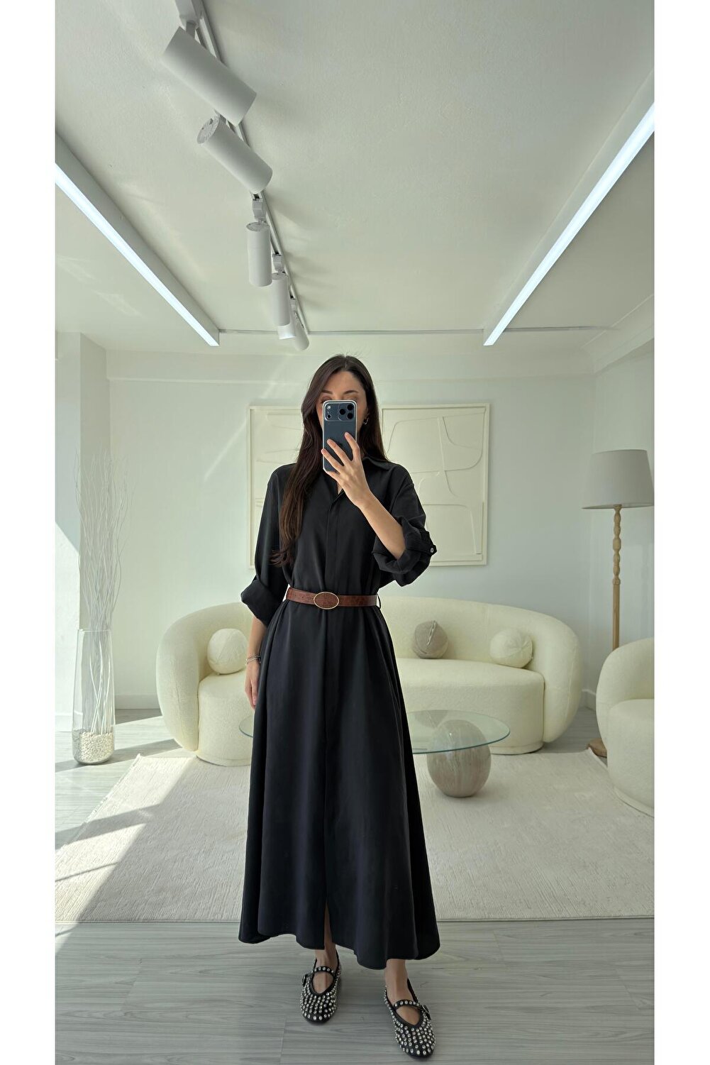 فستان قميص بحزام - مورديم