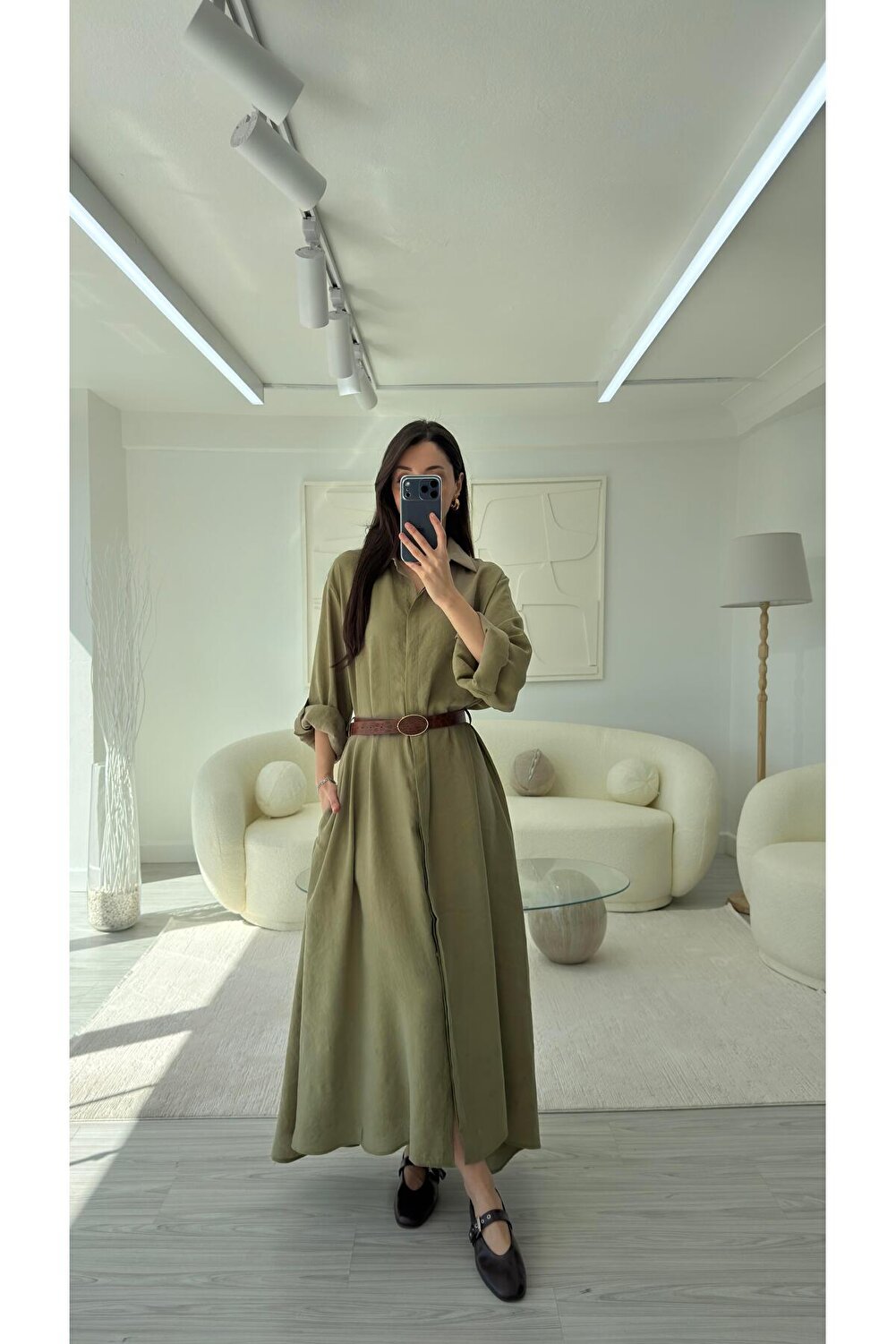 فستان قميص بحزام - مورديم