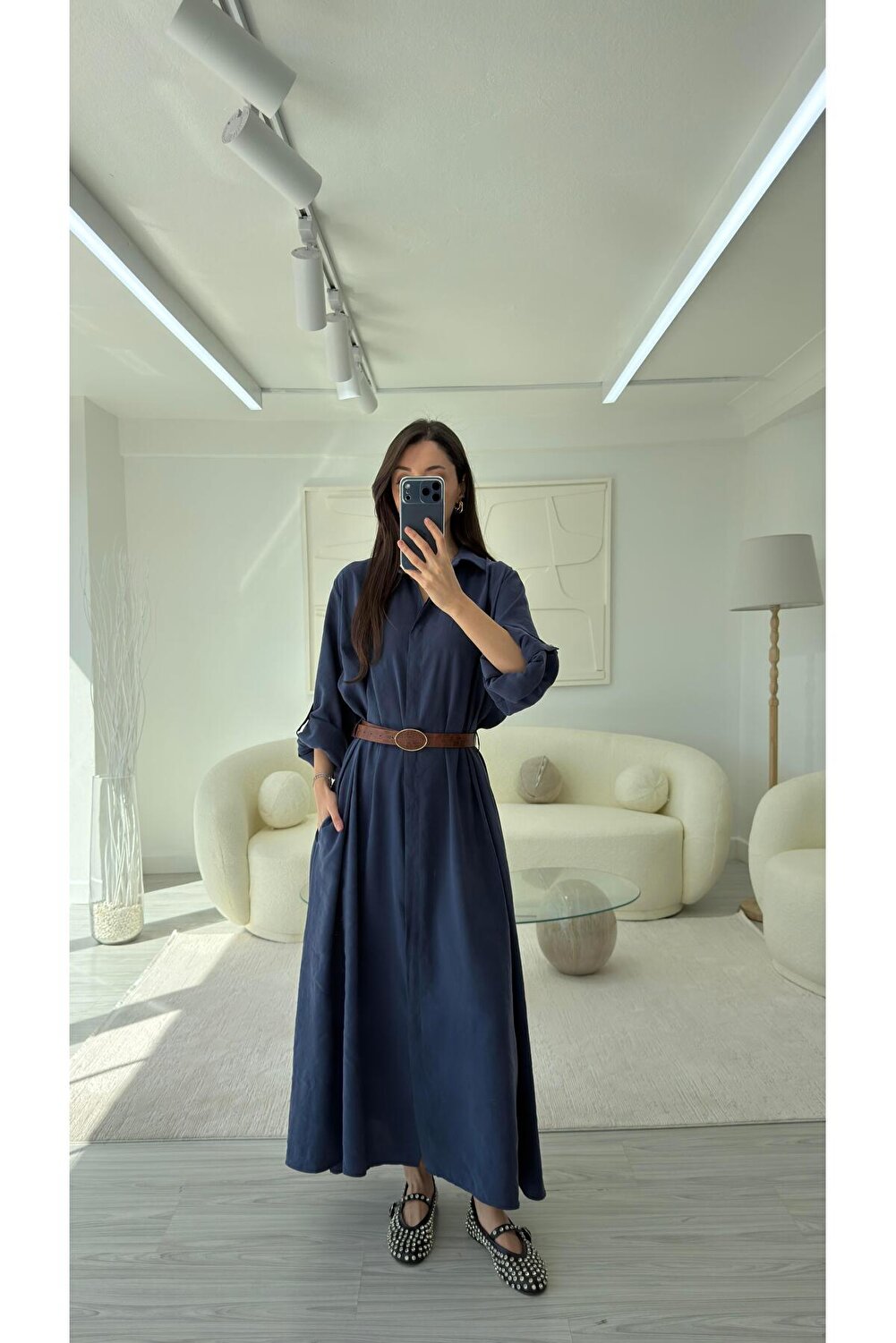 فستان قميص بحزام - مورديم