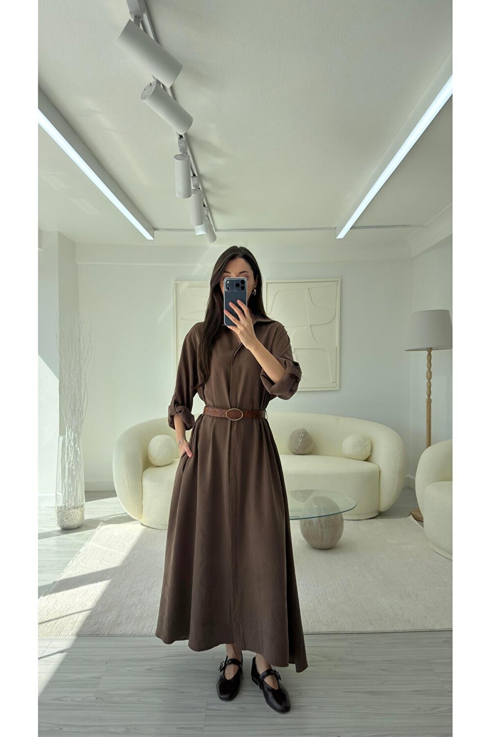 فستان قميص بحزام - مورديم