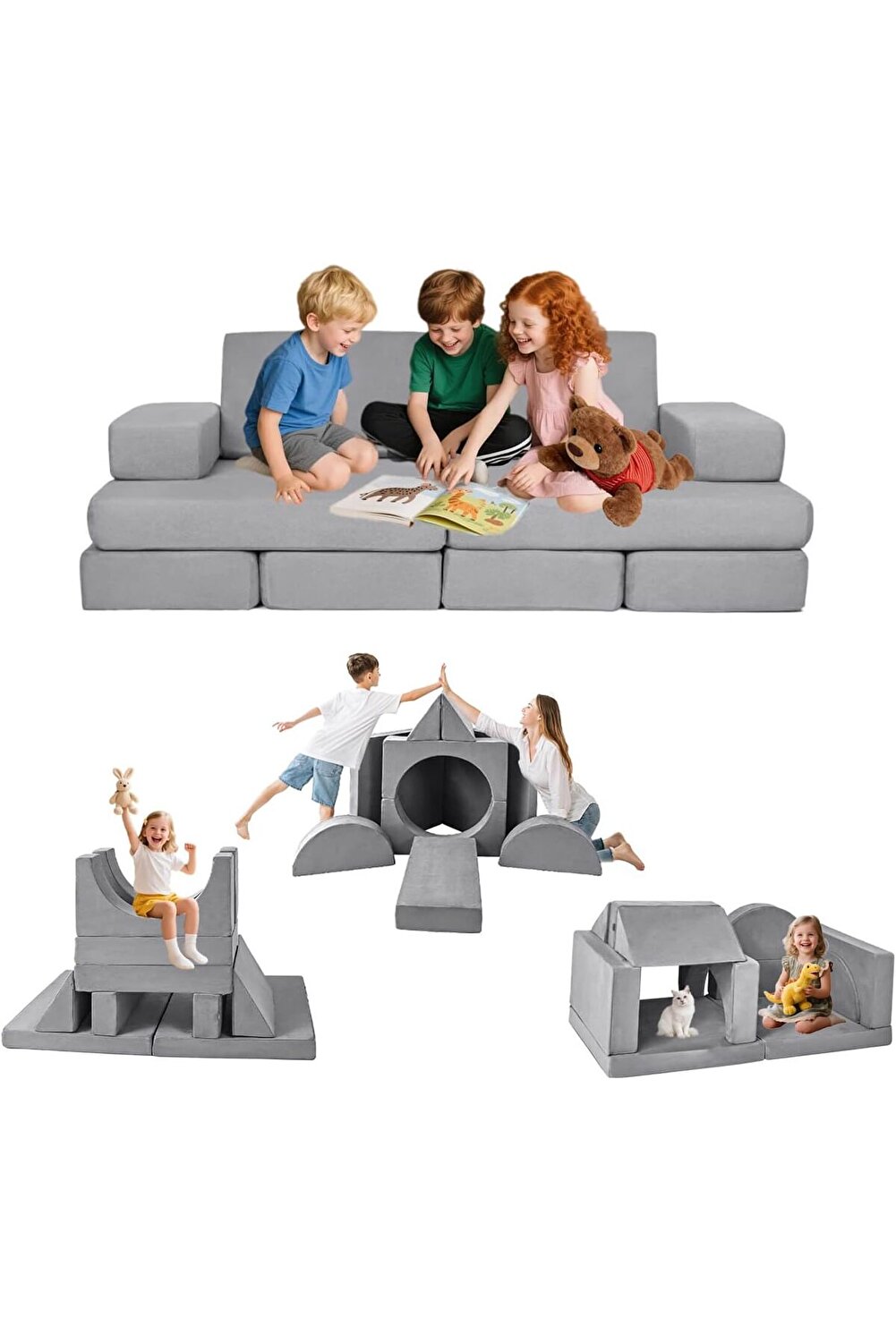 أريكة لعب للأطفال مكونة من 11 قطعة، كرسي أريكة للأ...