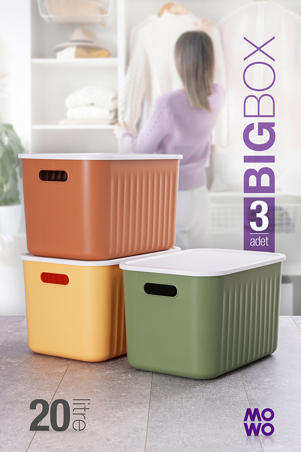 صندوق تخزين كبير الحجم سعة 20 لتر، منظم خزانة ملاب...