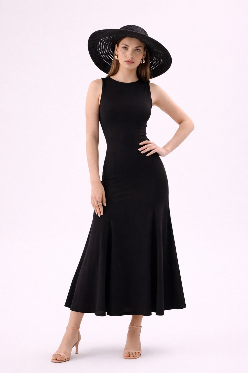 فستان كريب اسود