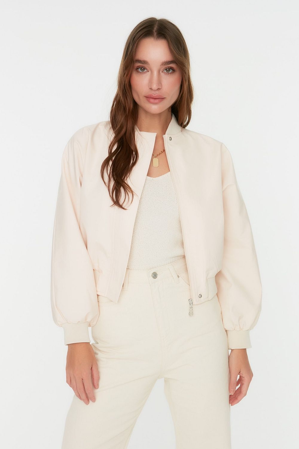 Trendyol Collection Winter Jacket Beige Bomber jackets Trendyol