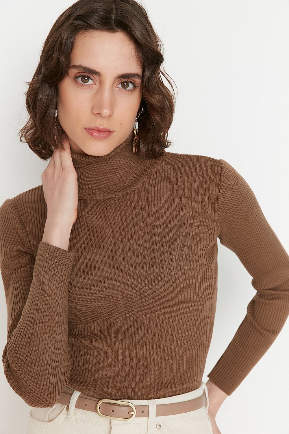 Buy Trendyol Ribbed Sweater in Brown 2024 Online