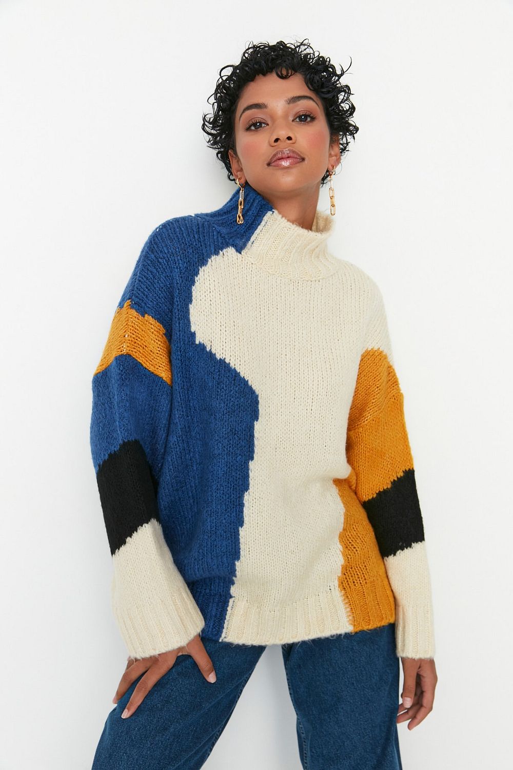 Trendyol Collection Sweater Blue Regular fit Trendyol