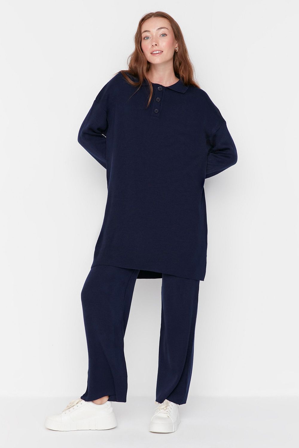 TRENDYOL MODEST Two-Piece Set - Blue - Fitted - Trendyol