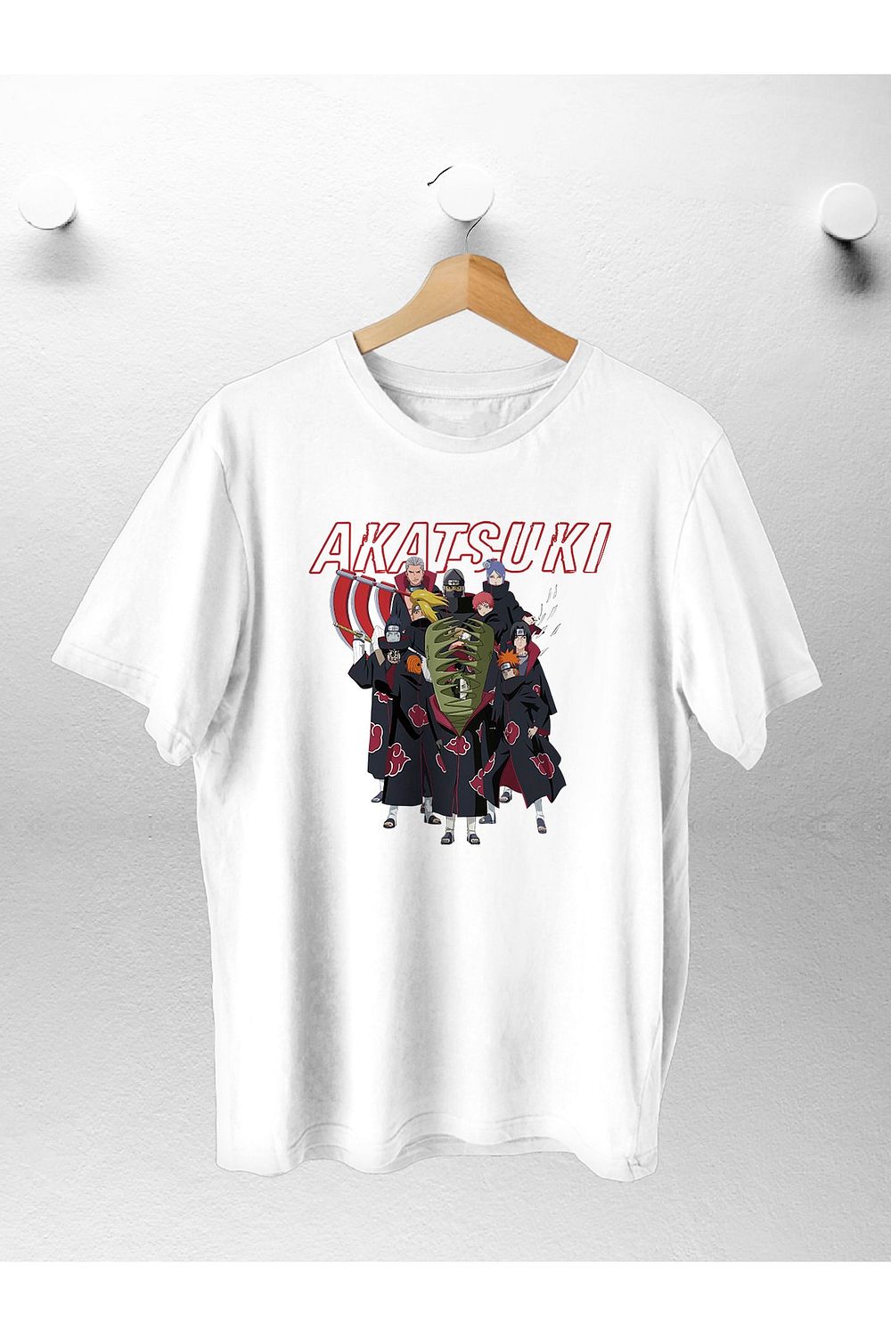 Joza Outdoors Unisex Women Men Akatsuki Anime Printed Oversize 100% Cotton  White T-shirt - Trendyol