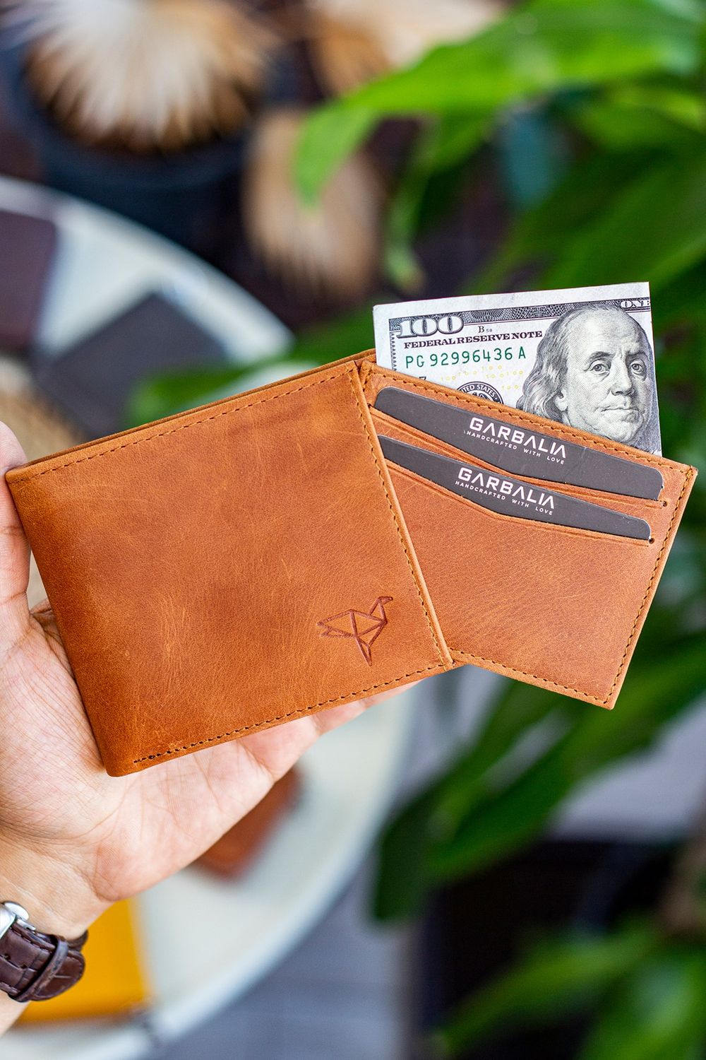 Garbalia Känguru-Geldbörse aus echtem Leder mit RFID-Blocker