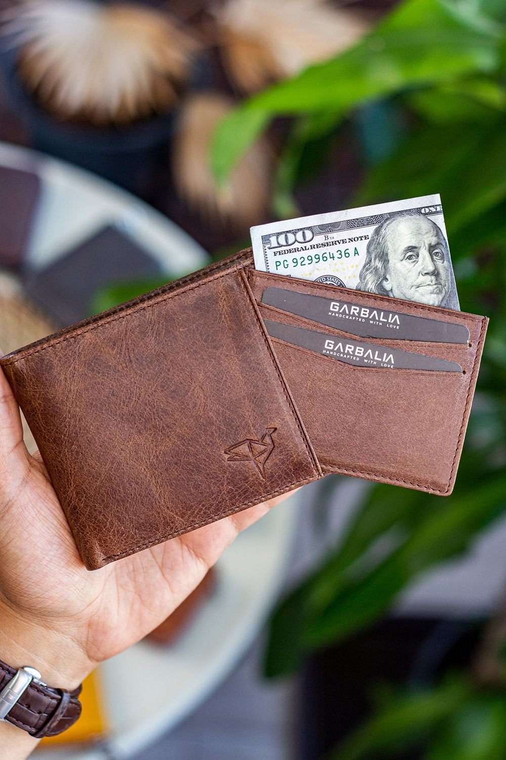 Garbalia Känguru-Geldbörsen-Kartenhalter aus echtem Leder mit RFID-Blocker,  Crazy Grey - Trendyol