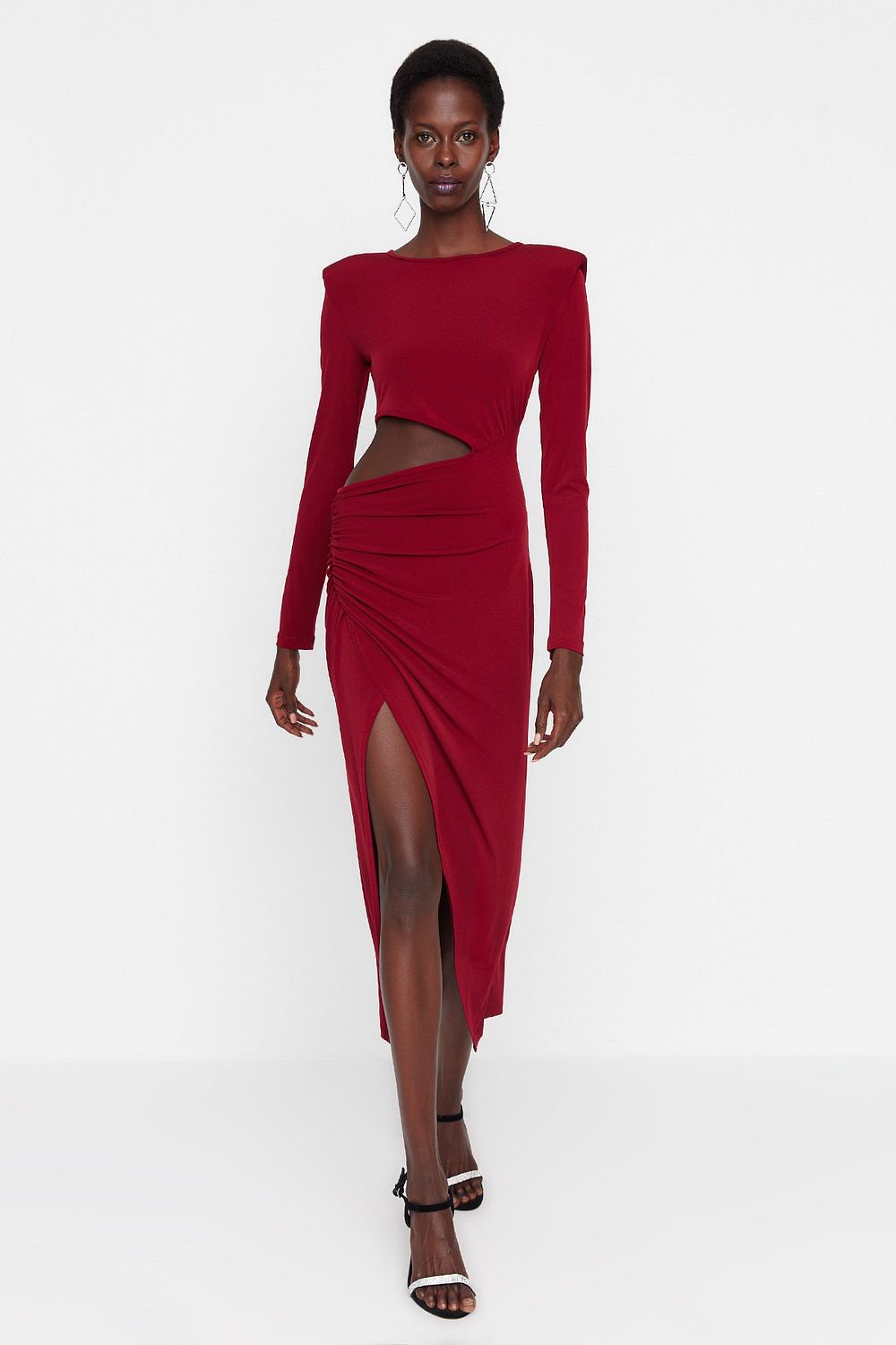 Burgundy cut out dress sale